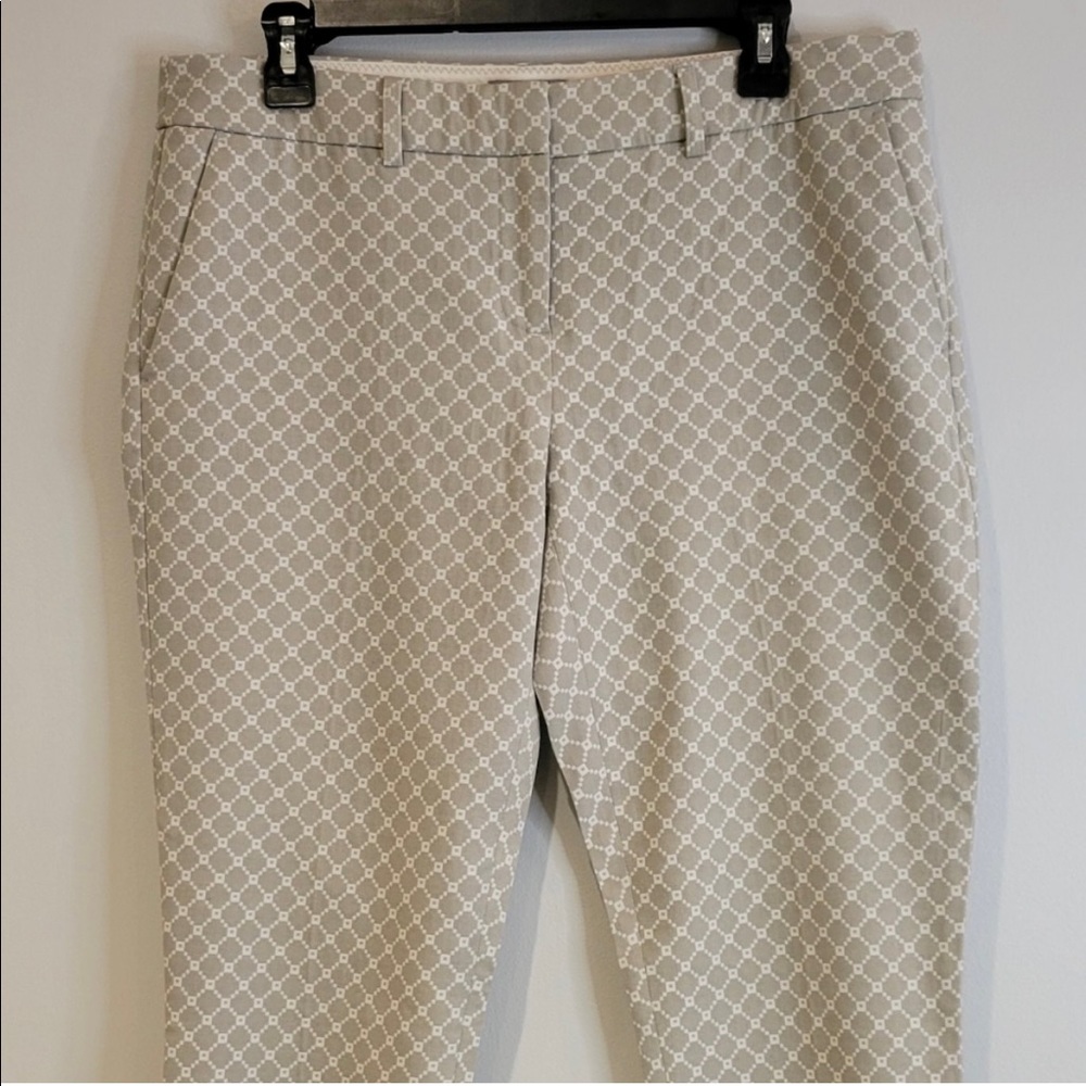 Kenar Gray & White Jacquard Design Ankle Length Pants Size 10.